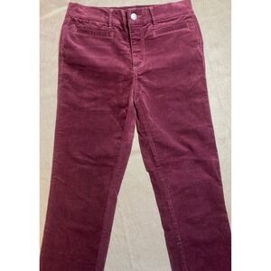 Ann Taylor Womens Burgundy Corduroy Pants Slim Fit Stretch Size 4